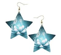 Boucles d'oreilles tendance pour femme avec fleurs de lotus, boucles d'oreilles pendantes célestes, bijoux en forme d'étoile pour un usage polyvalent, One Size, Cuir