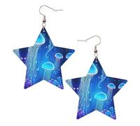 Boucles d'oreilles tendance pour femme avec méduses sous-marines, boucles d'oreilles pendantes célestes, bijoux en forme d'étoile pour une utilisation polyvalente, One Size, Cuir