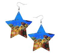 Boucles d'oreilles tendance pour femme avec motif poisson, boucles d'oreilles pendantes célestes en forme d'étoile pour un usage polyvalent, One Size, Cuir