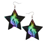 Boucles d'oreilles tendance pour femme avec notes de musique colorées, boucles d'oreilles pendantes célestes en forme d'étoile pour un usage polyvalent, One Size, Cuir