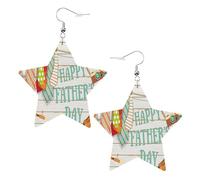 Boucles d'oreilles tendance pour femme « Happy Father's Day », boucles d'oreilles pendantes célestes en forme d'étoile pour un usage polyvalent, One Size, Cuir