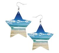 Boucles d'oreilles tendance pour femme, motif nuages blancs de plage, boucles d'oreilles pendantes célestes en forme d'étoile pour une utilisation polyvalente, One Size, Cuir