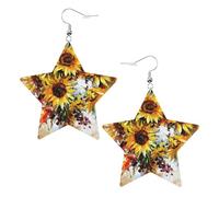 Boucles d'oreilles tendance pour femme, motif tournesol, boucles d'oreilles pendantes célestes, bijoux en forme d'étoile pour un usage polyvalent, One Size, Cuir
