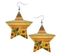 Boucles d'oreilles tendance pour femme, motif tournesol, planche en bois peinte, boucles d'oreilles pendantes célestes, bijoux en forme d'étoile pour un usage polyvalent, One Size, Cuir