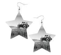 Boucles d'oreilles tendance pour femme, motif tracteur, agriculture tranquille, boucles d'oreilles pendantes célestes en forme d'étoile pour une utilisation polyvalente, One Size, Cuir