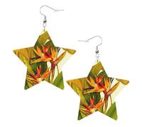 Boucles d'oreilles tendance pour femme Oiseau de paradis tropical, boucles d'oreilles pendantes célestes en forme d'étoile pour un usage polyvalent, One Size, Cuir