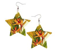 Boucles d'oreilles tendance pour femme Oiseau de paradis tropical, boucles d'oreilles pendantes célestes en forme d'étoile pour un usage polyvalent, One Size, Cuir
