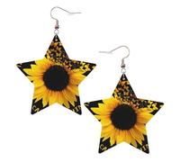 Boucles d'oreilles tendance pour femme papillon et tournesol, boucles d'oreilles pendantes célestes en forme d'étoile pour un usage polyvalent, One Size, Cuir