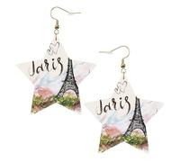 Boucles d'oreilles tendance pour femme Tour Eiffel, boucles d'oreilles pendantes célestes en forme d'étoile pour un usage polyvalent, One Size, Cuir
