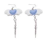 Boucles d'oreilles tendance Y2k en forme d'aile d'ange - Bijoux esthétiques - Style gothique - Crochets d'oreille - Accessoires doux et confortables, Blue, Comme décrit, Comme décrit.
