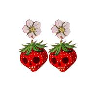 Boucles d'oreilles tête de mort en acrylique rouge bouquet Halloween Funky Fraises boucles d'oreilles pour femme Accessoires effrayants insolites, Acrylique, Pas de gemme
