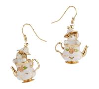 Boucles d'oreilles théière souris,boucles d'oreilles tamia dans théière - Chipmunk mignon dans des boucles d’oreilles théière Ensemble de bijoux,Boucles d'oreilles Chipmunk en théière, boucles Hemousy