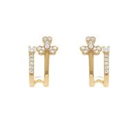 Boucles d'oreilles tige argent 925‰ doré avec fleur oxydes blancs sertis + écrin (offert) + Certificat d'Authenticité Argent 925‰