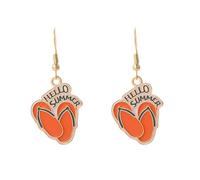 Boucles d'oreilles tong été émail mignonnes femmes amies crochets acier inoxydable accessoires vacances plage bijoux cadeaux breloques (Orange)