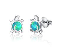 Boucles d'oreilles tortue en argent sterling 925 clous de tortue opale hypoallergénique bijoux tortue animal opale océan plage boucles d'oreilles cadeaux pour dames femmes filles