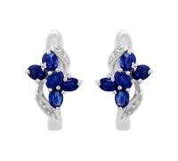 Boucles D'Oreilles Tortue En Saphir Ovale Et Diamant En Argent Sterling