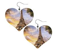 Boucles d'oreilles Tour Eiffel Paris Collection Daily Styles | Boucles d'oreilles légères en cuir hypoallergénique pour femme, bijoux en forme de cœur, boucles d'oreilles pendantes tendance, cadeau