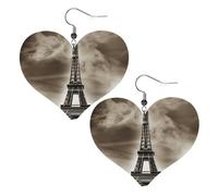 Boucles d'oreilles Tour Eiffel Paris Collection Daily Styles | Boucles d'oreilles légères en cuir hypoallergénique pour femme, bijoux en forme de cœur, boucles d'oreilles pendantes tendance