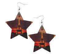 Boucles d'oreilles Tower Paris pour femme, boucles d'oreilles pendantes en forme d'étoile étincelante, bijoux tendance pour soirée, One Size, Cuir