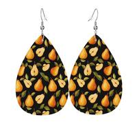 Boucles D'Oreilles Tranches De Poire Savoureuses Et Feuilles Boucles D'Oreilles En Cuir Forme De Larme Forme De Goutte Earring Pour Fêtes Bijoux Femme