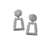 Boucles d'oreilles trapézoïdales en relief géométrique en argent de style bohème-Un cadeau géométrique personnalisé pour les femmes