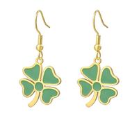 Boucles d'oreilles trèfle à quatre feuilles Boucles d'oreilles pendantes trèfle vert porte-bonheur Bijoux d'amitié Accessoires pour la Saint-Patrick Cadeau irlandais pour femmes (Or)