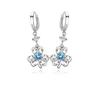 Boucles d'oreilles trèfle oxyde bleu argent 925 Clara