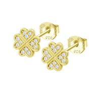 Boucles D'oreilles Trèfle Oxydes Argent Doré Lotus