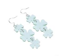 Boucles d'oreilles Trèfle pour saint Patrick, Acrylique Légère(A) | pour fête pour saint Patrick, Design Trèfle pour vivant, Pour Femmes, Acrylique Léger, 5.5x2.8cm
