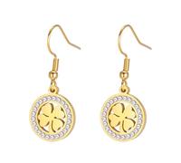 Boucles d'oreilles trèfle vert porte-bonheur Boucles d'oreilles trèfle à quatre feuilles porte-bonheur Bijoux d'amitié avec Accessoires pour la Saint-Patrick Cadeau (Trèfle en or)