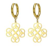 Boucles d'oreilles trèfle vert porte-bonheur Boucles d'oreilles trèfle à quatre feuilles porte-bonheur Bijoux d'amitié avec Accessoires pour la Saint-Patrick Cadeau (Trèfle nœud celtique or 3)