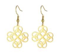 Boucles d'oreilles trèfle vert porte-bonheur Boucles d'oreilles trèfle à quatre feuilles porte-bonheur Bijoux d'amitié avec Accessoires pour la Saint-Patrick Cadeau (Trèfle à nœud celtique en or)