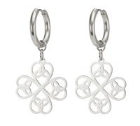 Boucles d'oreilles trèfle vert porte-bonheur Boucles d'oreilles trèfle à quatre feuilles porte-bonheur Bijoux d'amitié avec Accessoires pour la Saint-Patrick Cadeau (Trèfle nœud celtique argent 3)
