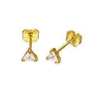 Boucles d'Oreilles Triangle en Or Jaune 9 Carats et Oxyde de Zirconium
