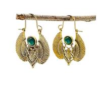 Boucles d'oreilles tribales en or et argent avec breloque scarabée sacrée pour tous les jours