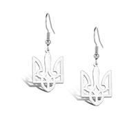 Boucles d'oreilles Ukraine Trident Ukrainien pour homme et femme Symbole du drapeau ukrainien Pendentif en acier inoxydable Cadeau Ukraine Bijoux, Acier inoxydable, Pas de gemme