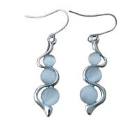 Boucles d'oreilles uniques en pierre précieuse œil de chat Boucles d'oreilles en cristal synthétique Opale Bijoux pour femmes Cadeau élégant de Saint-Valentin Boucles d'oreilles blanches, taille