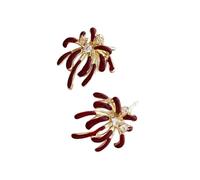 Boucles d'oreilles uniques sur le thème de la pyrotechnique, délicates et ornées de strass rouges pour ajouter une touche d'élégance à votre collection de bijoux
