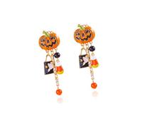 Boucles d'oreilles uniques sur le thème d'Halloween avec breloque en forme de citrouille ludique en alliage pour les célébrations décontractées, taille unique, Comme décrit, Comme décrit.