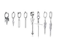 Boucles d'oreilles unisexes en acier chirurgical coréen - Boucles d'oreilles à clip BTS Bangtan Boys Kpop - Hip Hop Huggie Hoop Dangling Plume Suga