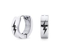 Boucles D'Oreilles Unisexes En Forme D'Éclair Pour Motard Créoles Kpop Pour Hommes Femmes Adolescents Ton Argent Acier Inoxydable