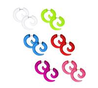 Boucles D'Oreilles Unisexes Translucides Néon Orange Rouge Rose Blanc Bleu Vert Violet Rondes En Spirale Tribale Fausses Écarteurs En Acrylique Résine Acier Chirurgical Ensemble De 6 Pièces Pour