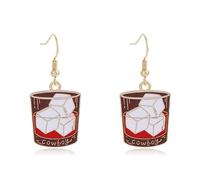 Boucles d'oreilles verre cocktail glaçons émaillé - Accessoires soirées western cadeaux originaux (Blanc)