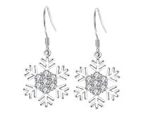 Boucles d'oreilles victoriennes Hiver Fleur Flocon de neige Pierced Crochet Dangle Boucles d'oreilles Bijoux pour Noël Boucles d'oreilles Bouchon Verre à vin, taille unique, Alliage de zinc, Pas de