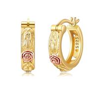 Boucles D'oreilles Vierge Marie En Argent Sterling Boucles D'oreilles Créoles Vierge Marie Boucles D'oreilles Notre-Dame De Guadalupe Bijoux Catholiques Pour Femmes