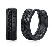 Boucles d'Oreilles Vikings Hommes Boucles d'Oreilles Runes Noir en Argent 925 Celtique Bijoux Femmes