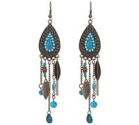 Boucles d'oreilles vintage bohème feuille ovale Style ethnique charmant cadeau élégant bijoux pour femmes, vertUtile et professionnel.