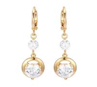 Boucles D'Oreilles Vintage, Boucle D Oreille Pendantes Or avec Zircone Cubique Blanche de Forme Ronde 35X10mm pour Femme Nouvelle Année Bijoux