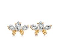Boucles D'Oreilles Vintage, Boucle D'Oreille Clou Zirconium Or Papillon avec Zircone Cubique 10X24mm pour Femme Fête Des Mères Bijoux