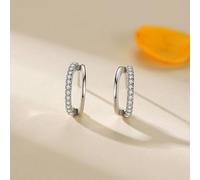 Boucles D'Oreilles Vintage, Clou Argent 925 Boucle D'Oreille Zircone Cubique Cercle à Double Couche 6.6X6.6mm pour Femme Anniversaire Bijoux